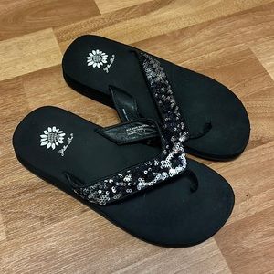 Black Yellow Box Kids Flip Flops